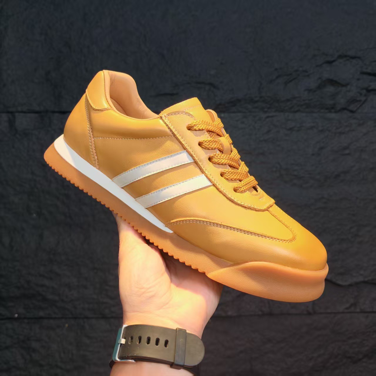 Yellow double stripes