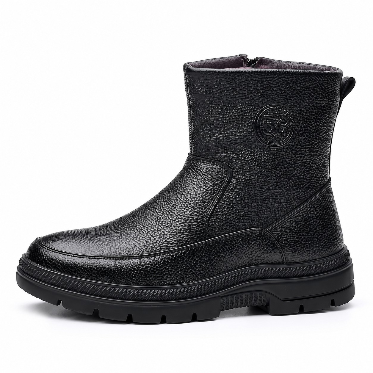 Men's Fur-Lined Full-Grain Leather Side-Zip Boots 4