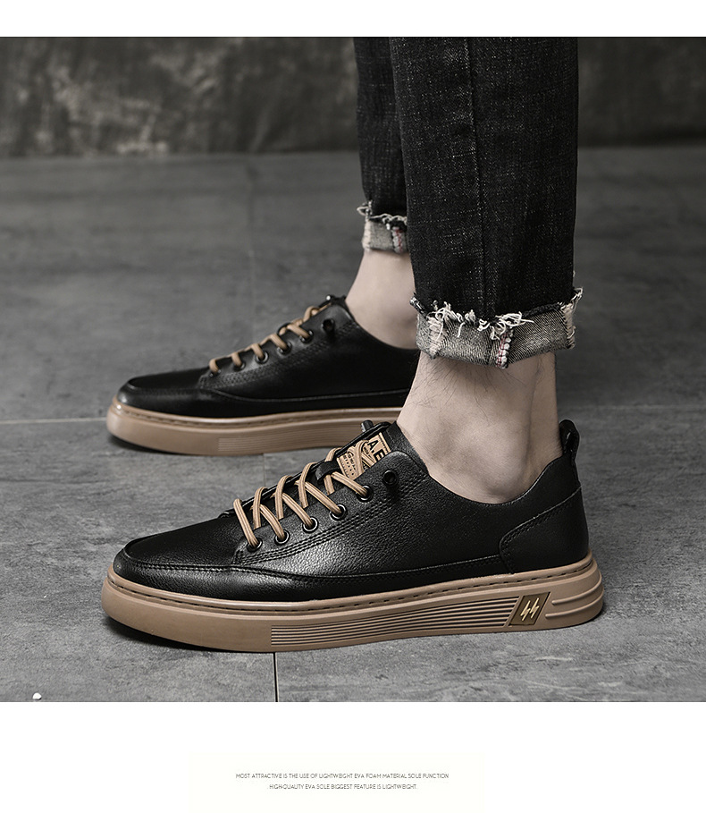 Men's Breathable Leather Lace-Up Casual Shoes detail 9