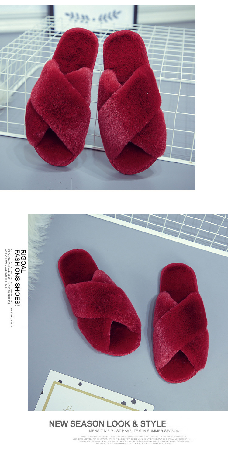 Chaussons douillets en peluche pour femme à bout ouvert detail 13