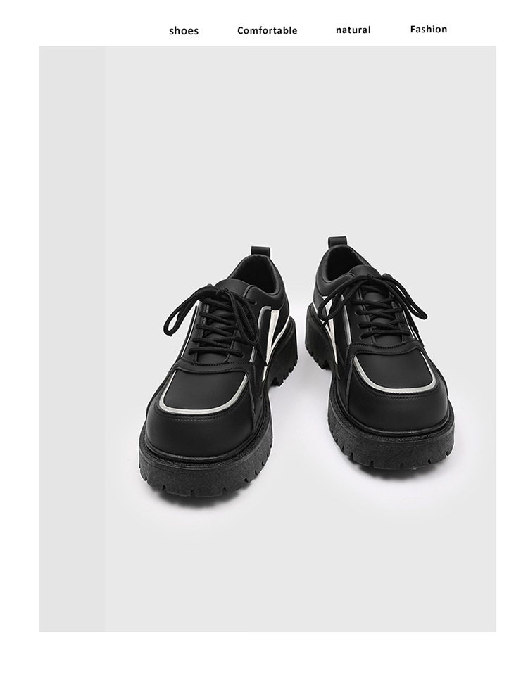 Chunky Plateau-Freizeitschuhe für Herren mit Schnürung aus PU-Leder detail 3