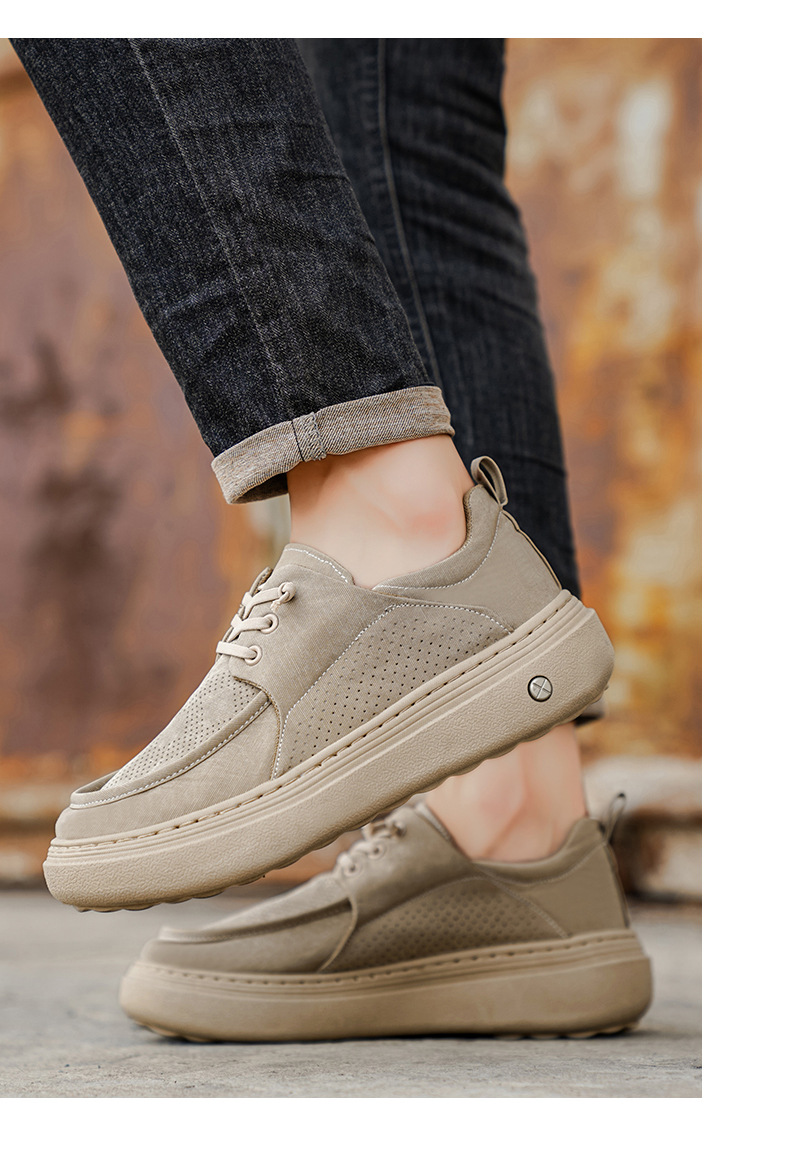 Gedämpfte Plateau-Freizeitschuhe für Herren mit Schnürung detail 7