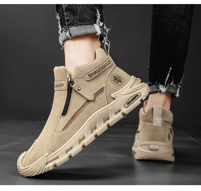 Rutschfeste High-Top Freizeitschuhe für Herren mit Reißverschluss detail 2