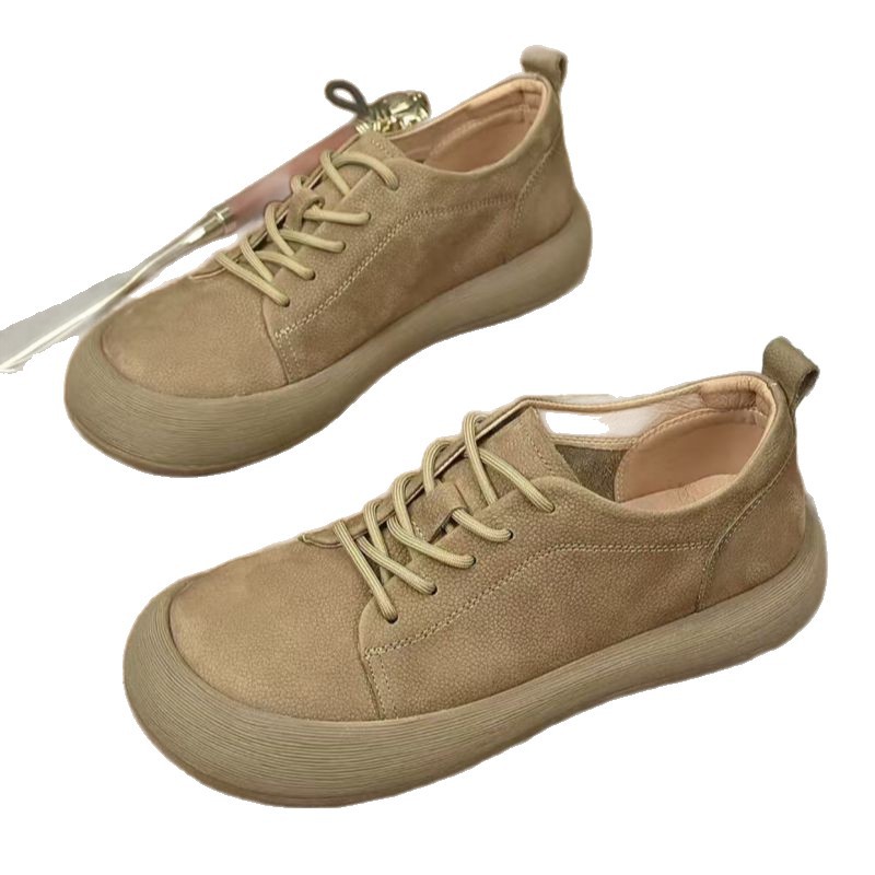 Scarpe casual da donna con lacci in pelle PU a punta tonda 6
