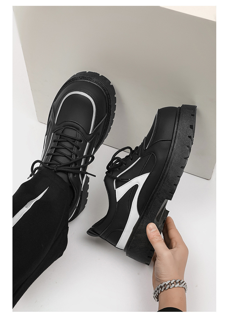 Chunky Plateau-Freizeitschuhe für Herren mit Schnürung aus PU-Leder detail 14