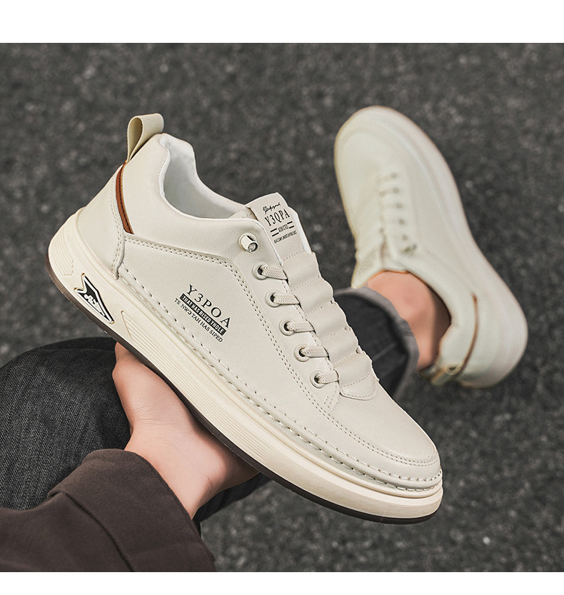 Men's PU Leather Lace-Up Low-Top Casual Shoes detail 7