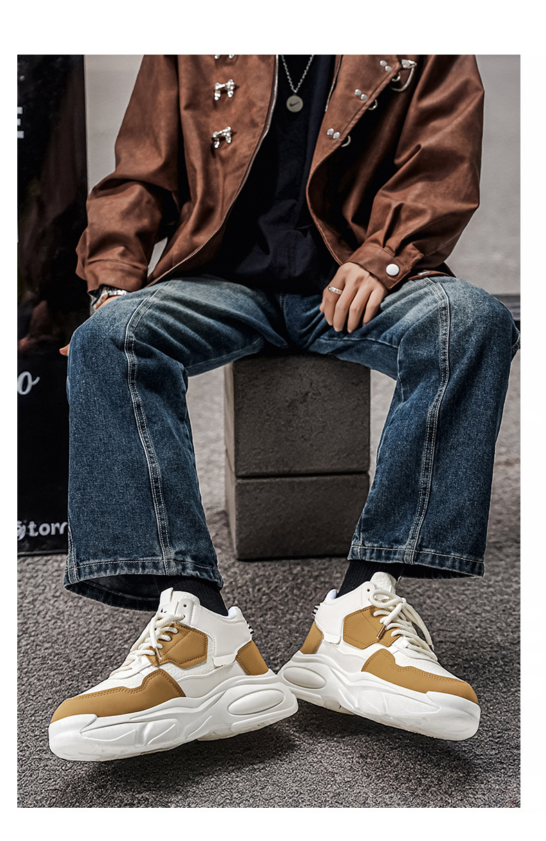 Dikke gedempte casual herenschoenen met colourblock-design detail 8