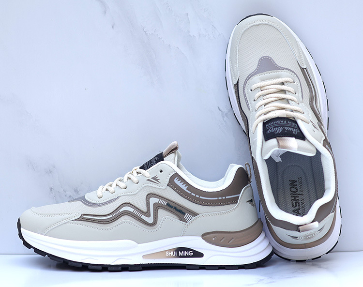 Sneakers casual da uomo traspiranti stringate con motivo color block detail 14