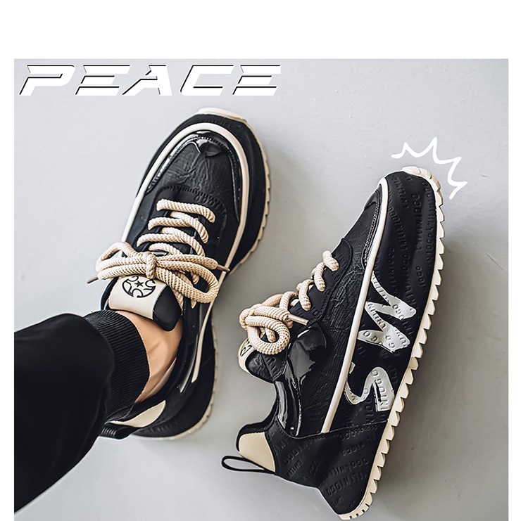 Scarpe casual da uomo con plateau stringate in pelle PU detail 1