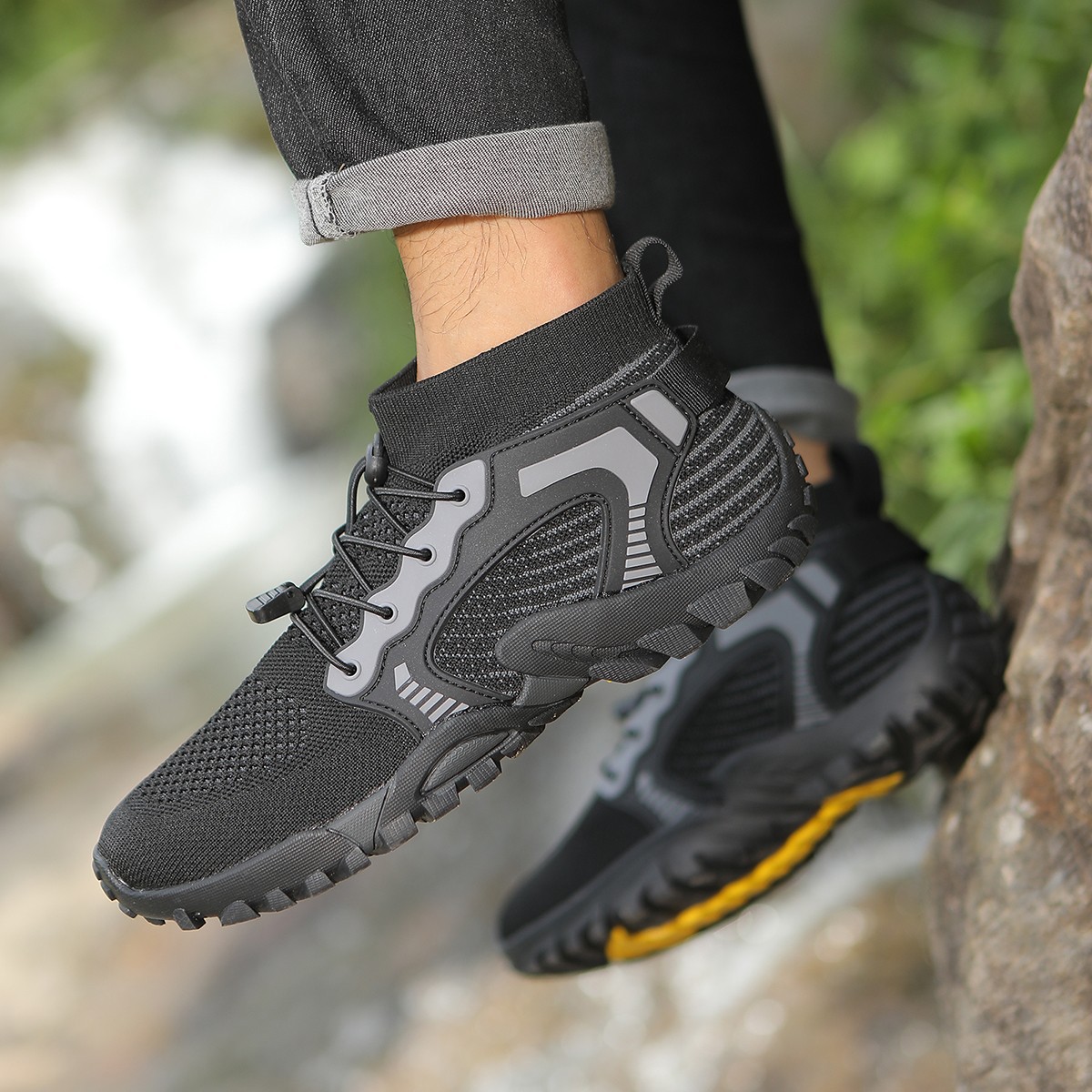 Atmungsaktive rutschfeste Sportschuhe für Herren aus Strick 4