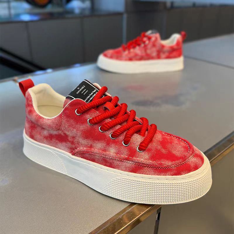 Men's Breathable Canvas Lace-Up Platform Casual Shoes 5