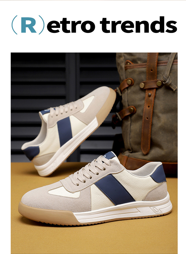 Men's Colorblock Leather Lace-Up Casual Shoes detail 6