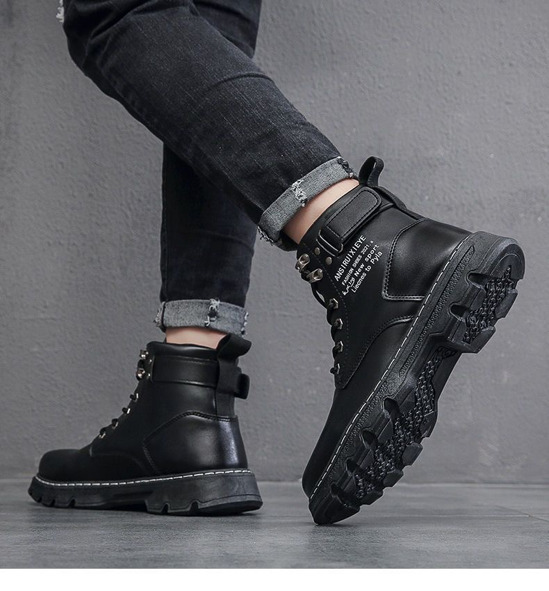 Botas de cuero con cordones antideslizantes estilo urbano hombre detail 3