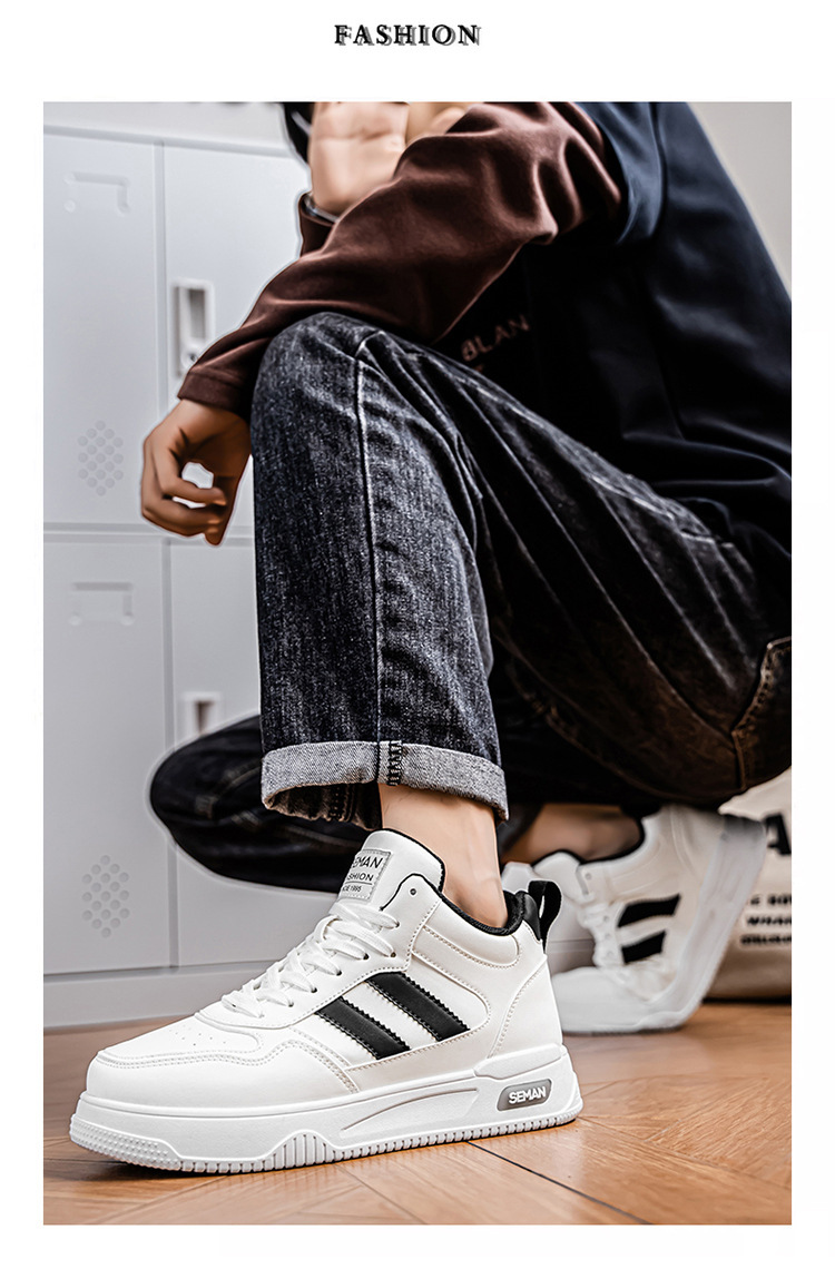 Men's Lace-Up PU Leather Colorblock Casual Sneakers detail 10