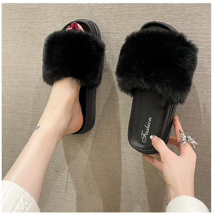 Pantofole da donna in morbido peluche con plateau e punta aperta detail 1