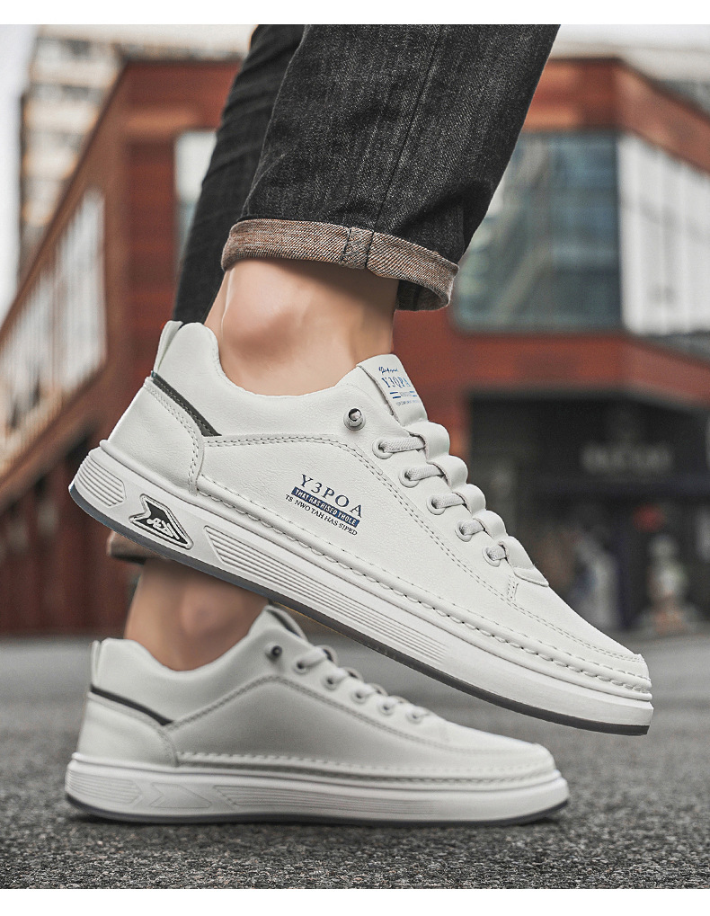 Men's PU Leather Lace-Up Low-Top Casual Shoes detail 5