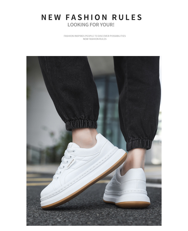 Herren Plateau-Freizeitschuhe aus PU-Leder zum Schnüren detail 2