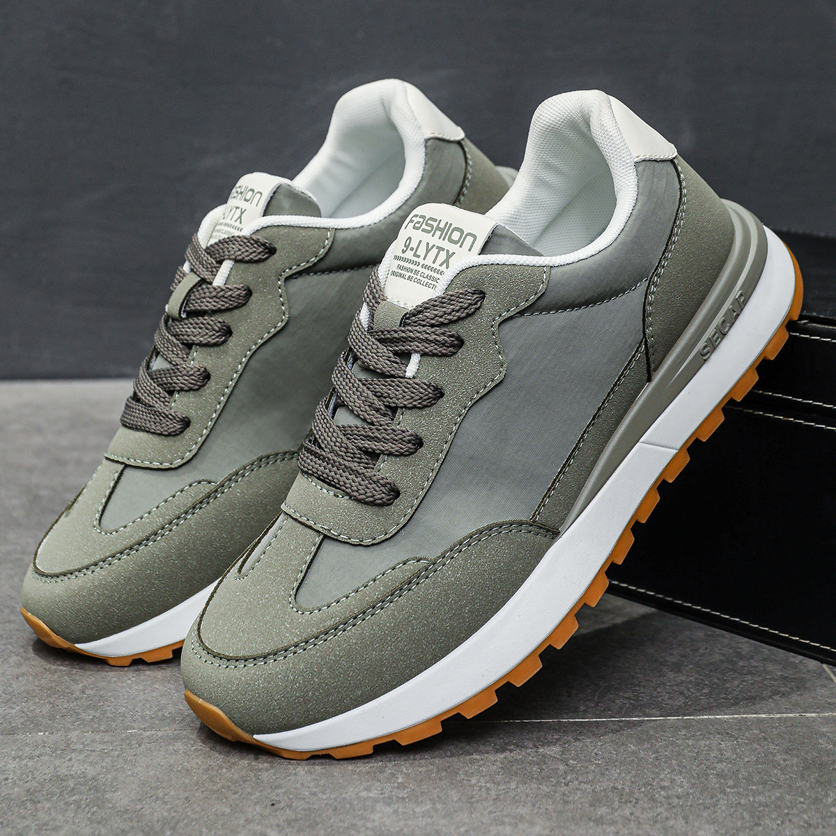 Scarpe casual stringate da uomo traspiranti in colorblock 5
