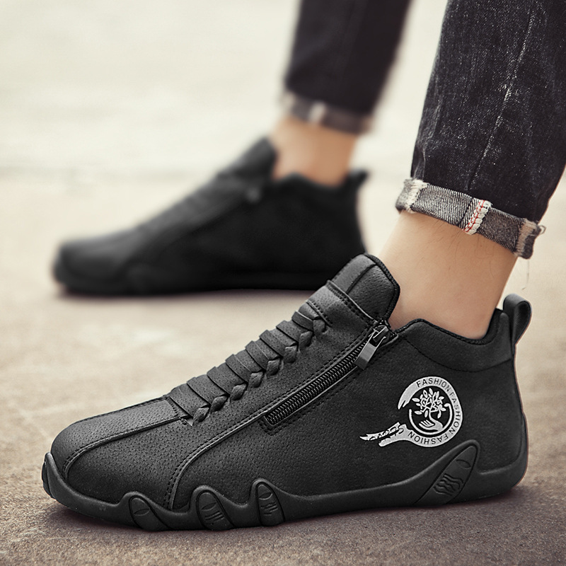 Herren-Freizeitschuhe aus Leder mit Reißverschluss und weicher Sohle 3