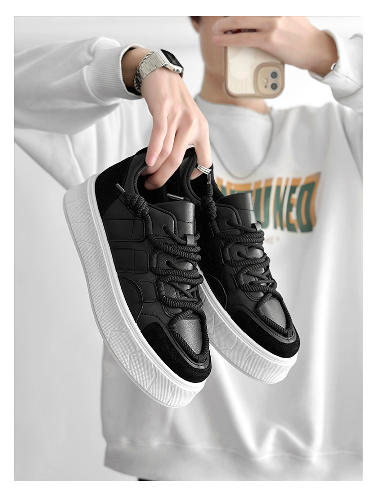 Men's Platform Lace-Up Colorblock Casual Shoes detail 3