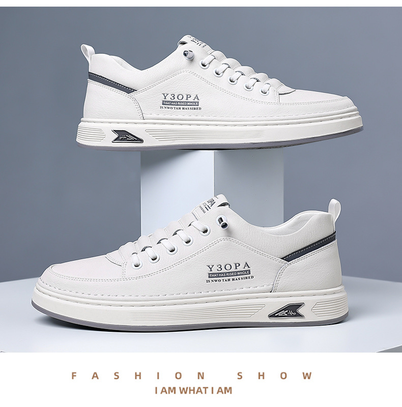 Men's Leather Lace-Up Low-Top Casual Shoes detail 19