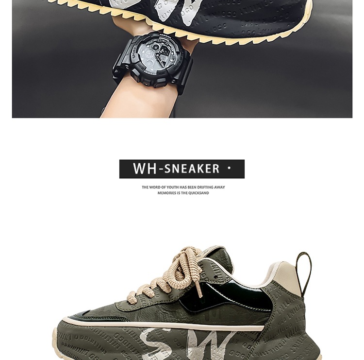 Scarpe casual da uomo con plateau stringate in pelle PU detail 3