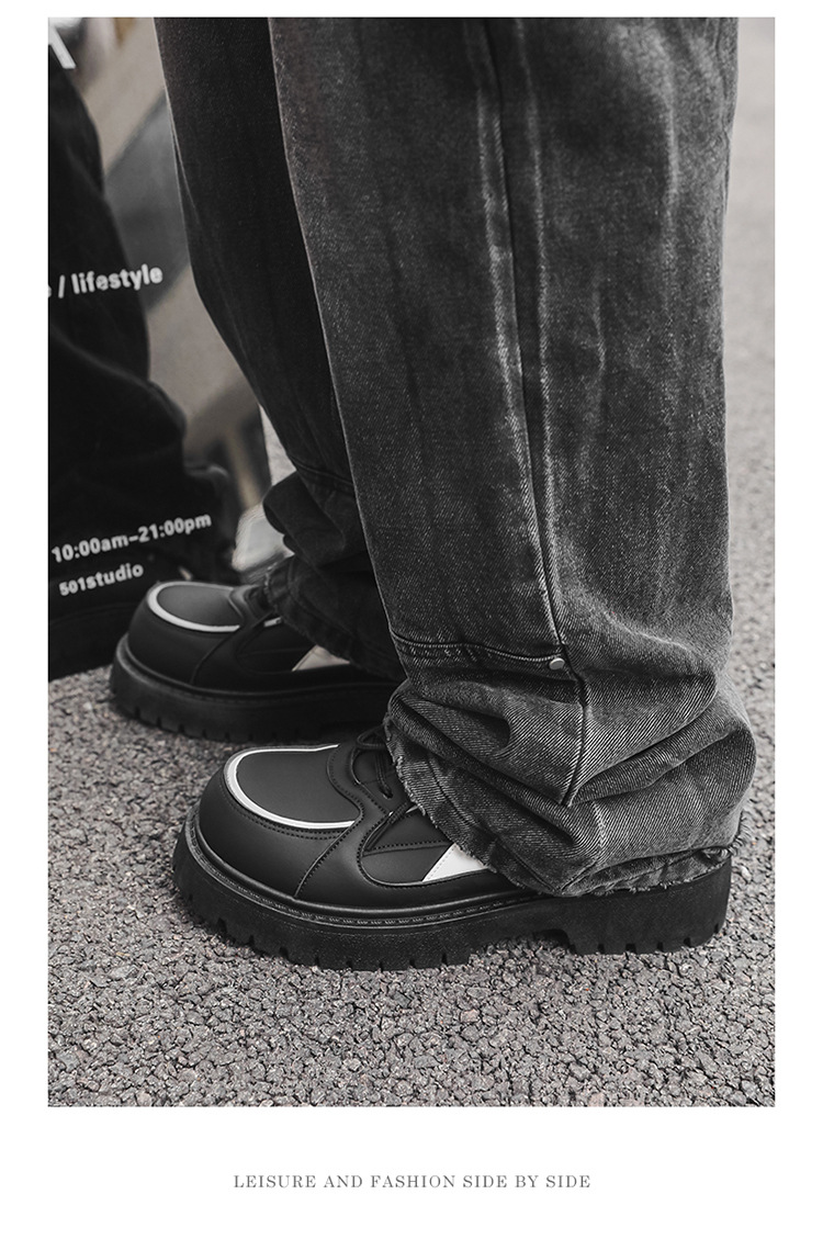 Chunky Plateau-Freizeitschuhe für Herren mit Schnürung aus PU-Leder detail 4