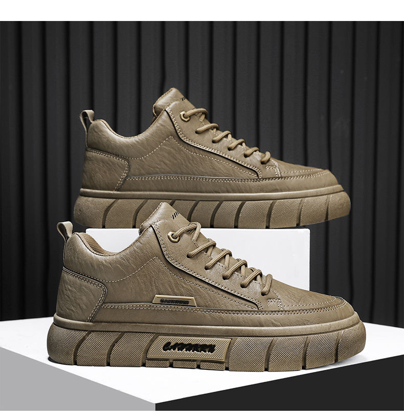 Herren Plateau-Freizeitschuhe aus PU-Leder zum Schnüren detail 3