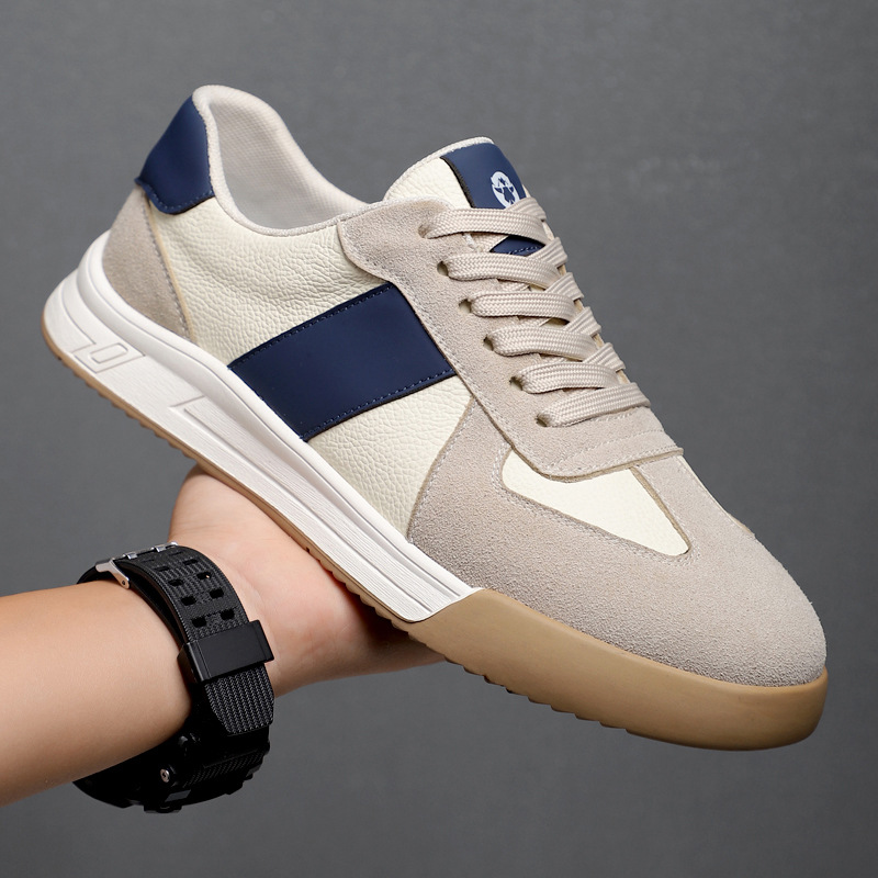 Herren Freizeitschuhe aus Leder zum Schnüren im Colorblocking-Design