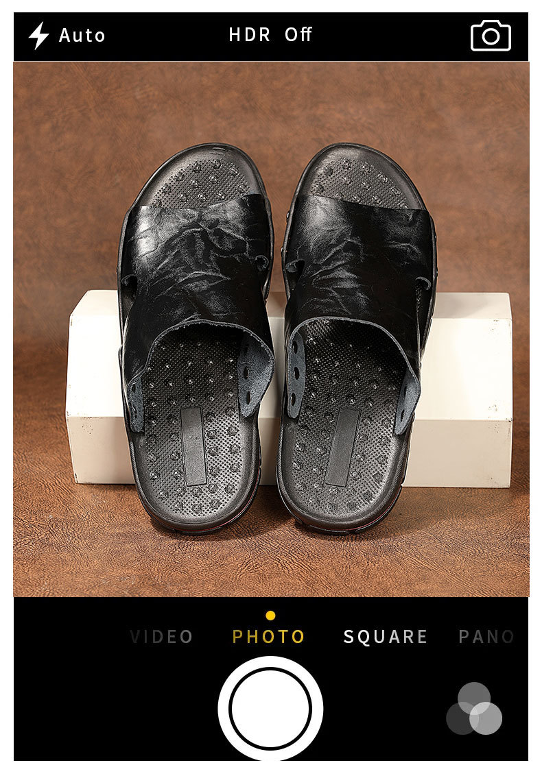 Men's Casual Non-Slip PU Leather Slide Slippers detail 3