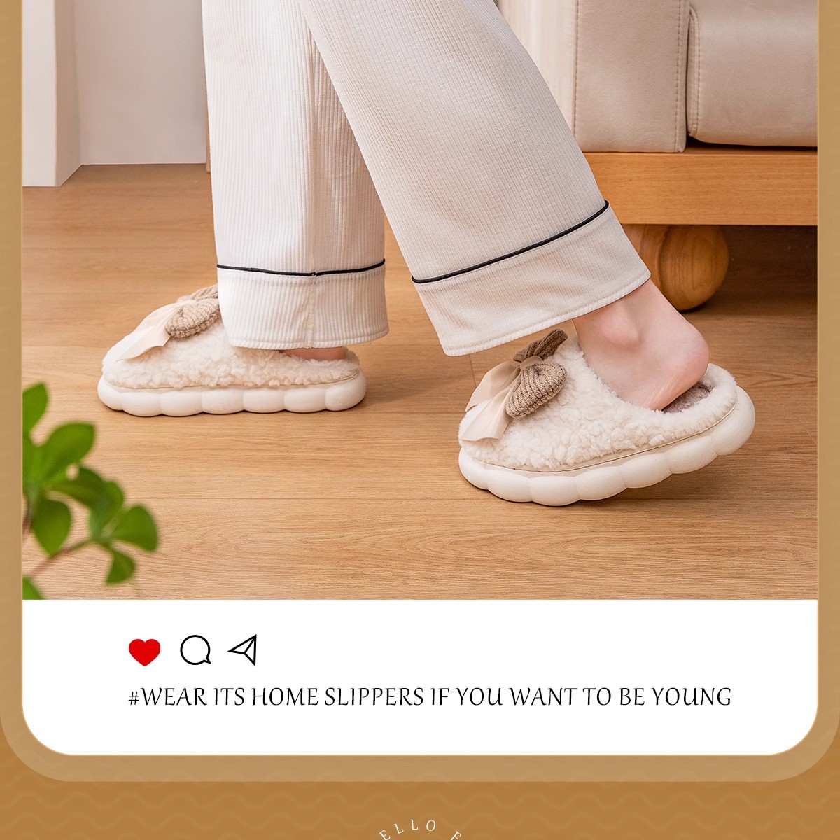 Warme pluchen instap-pantoffels voor dames detail 4