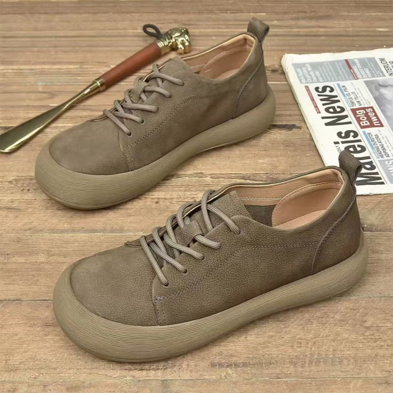Scarpe casual da donna con lacci in pelle PU a punta tonda 3