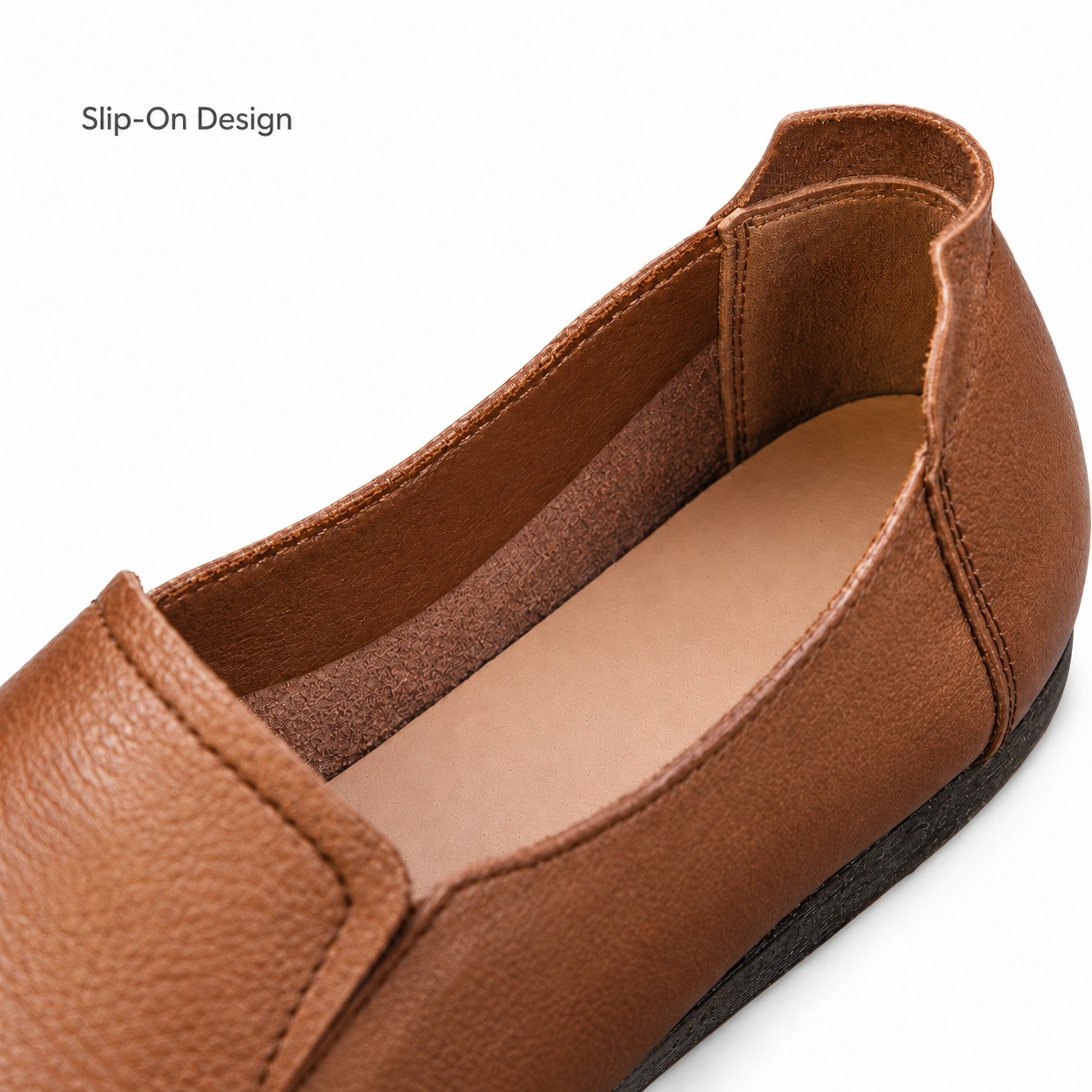 Women's Full-Grain Leather Moc-Toe Slip-On Flats detail 3