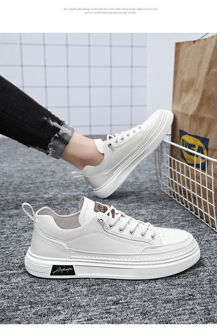 Herren Freizeitschuhe aus PU-Leder Rutschfeste Sneaker zum Schnüren detail 12