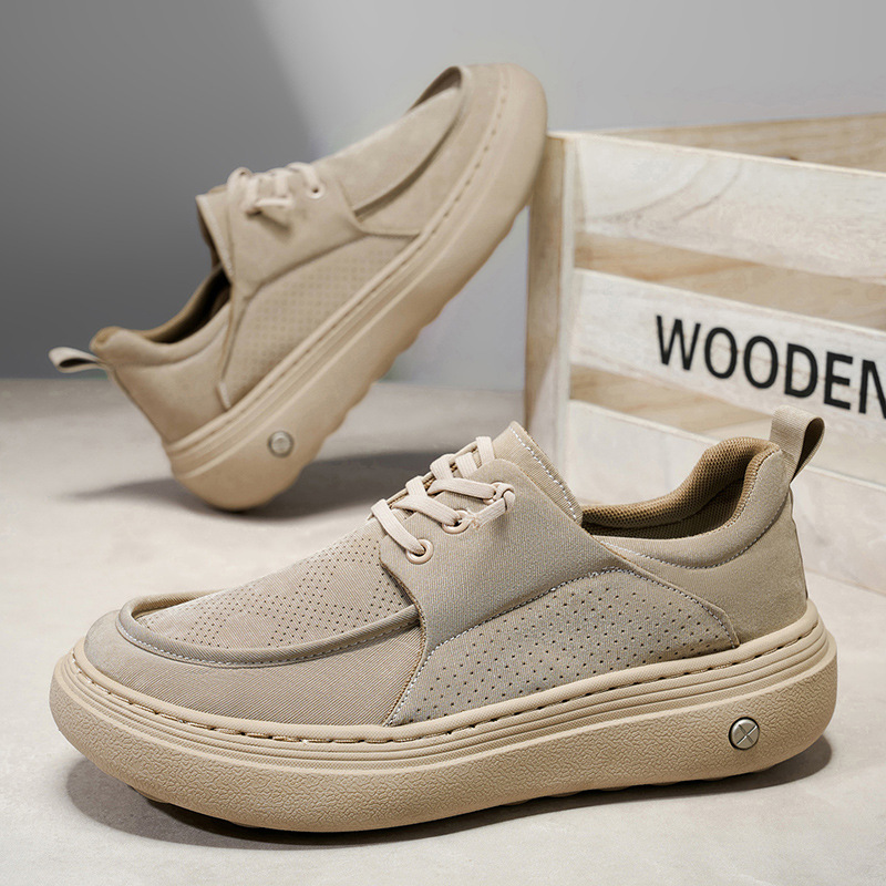 Gedämpfte Plateau-Freizeitschuhe für Herren mit Schnürung