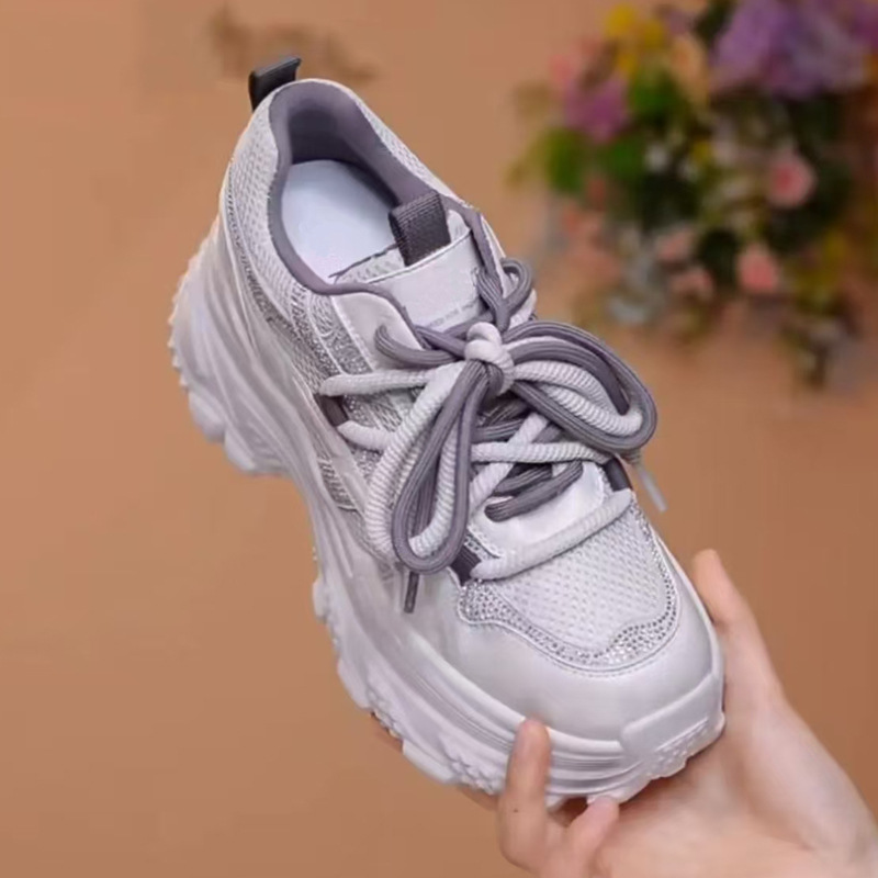 Damen Chunky Sneaker mit Plateau Schnürschuhe mit dicker Sohle 2