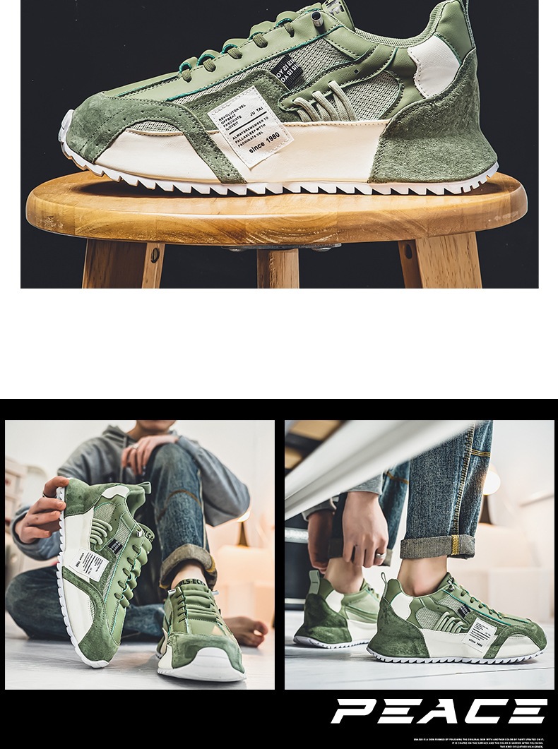 Zapatillas casual de hombre transpirables con cordones y diseño color block detail 8