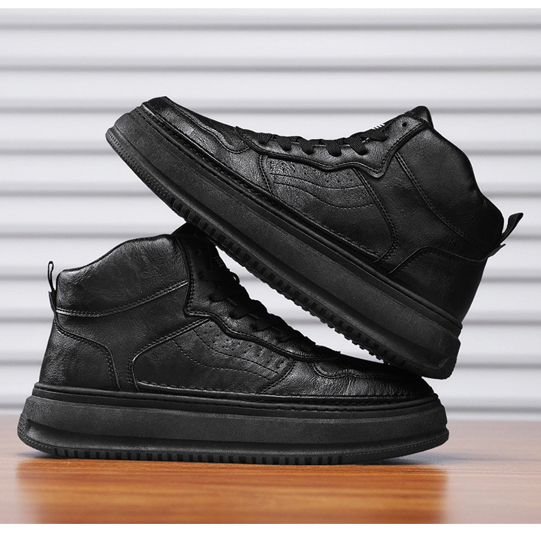 Herren Plateau-Freizeitschuhe zum Schnüren aus PU-Leder detail 6