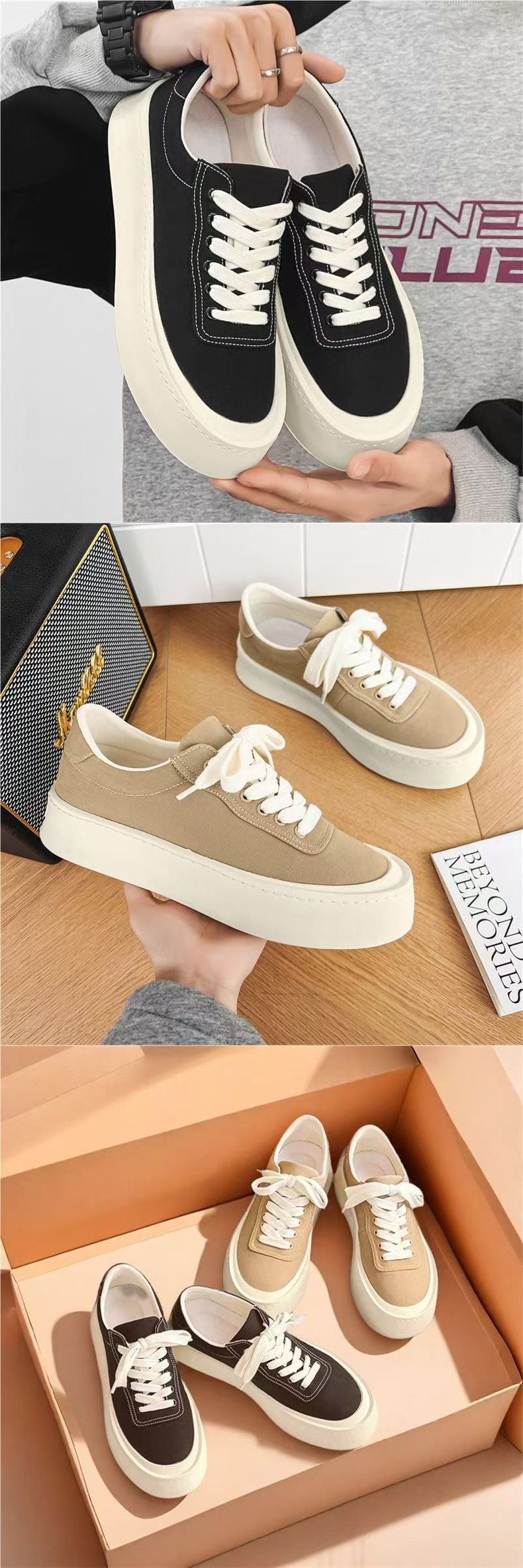 Atmungsaktive Unisex-Plateau-Freizeitschuhe aus Canvas detail 2