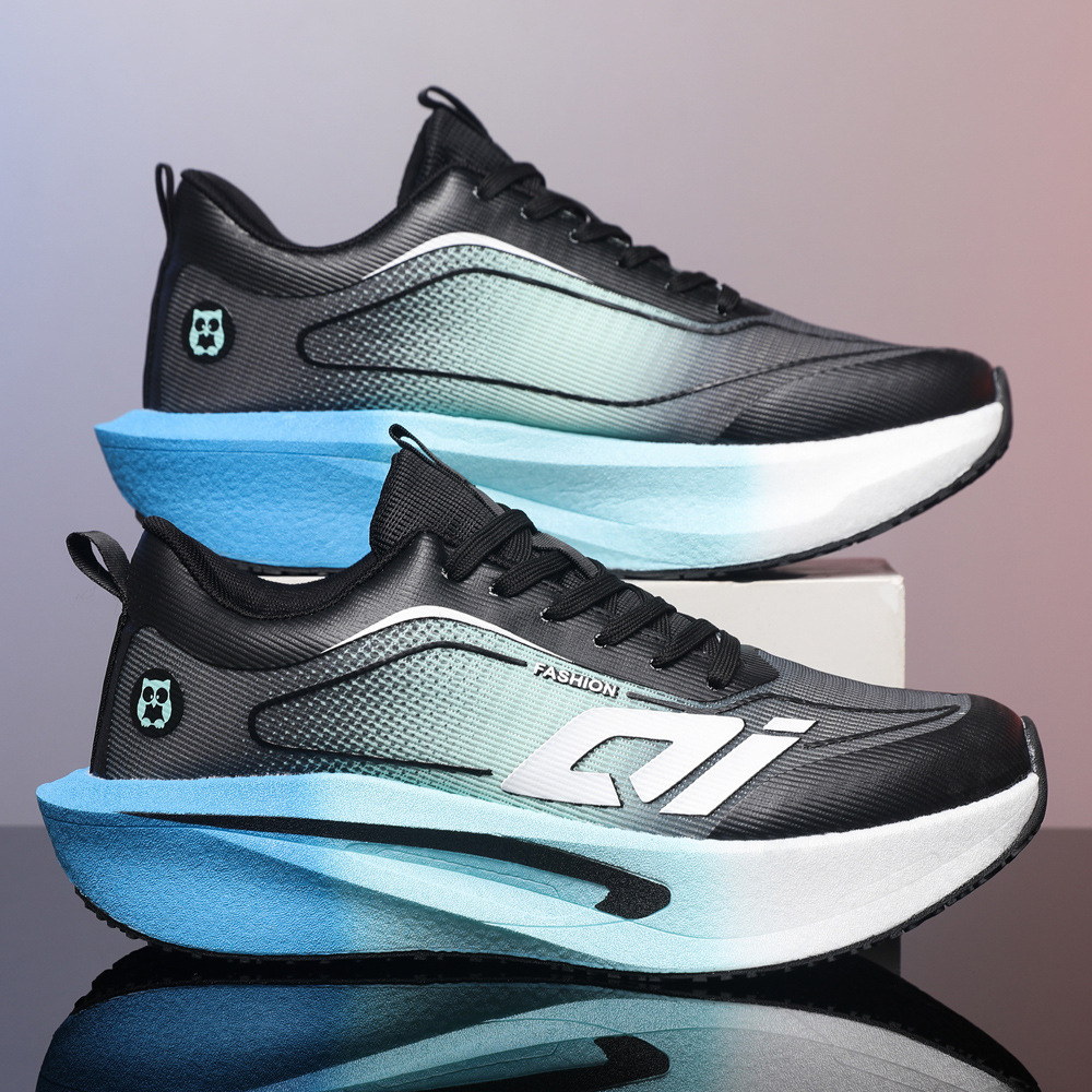 Scarpe da corsa traspiranti in mesh da uomo con suola platform ammortizzata 3