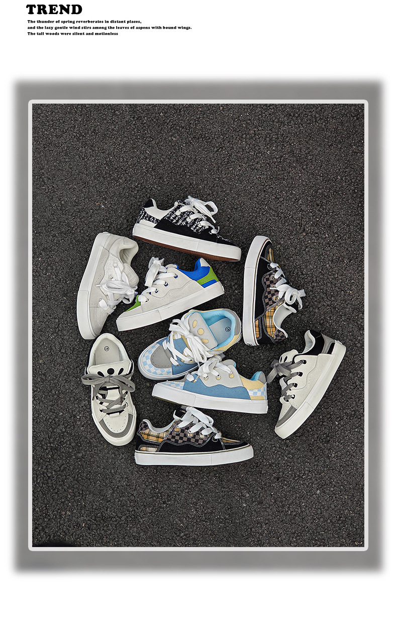 Unisex Colorblock Platform Lace-Up Skate Shoes detail 6