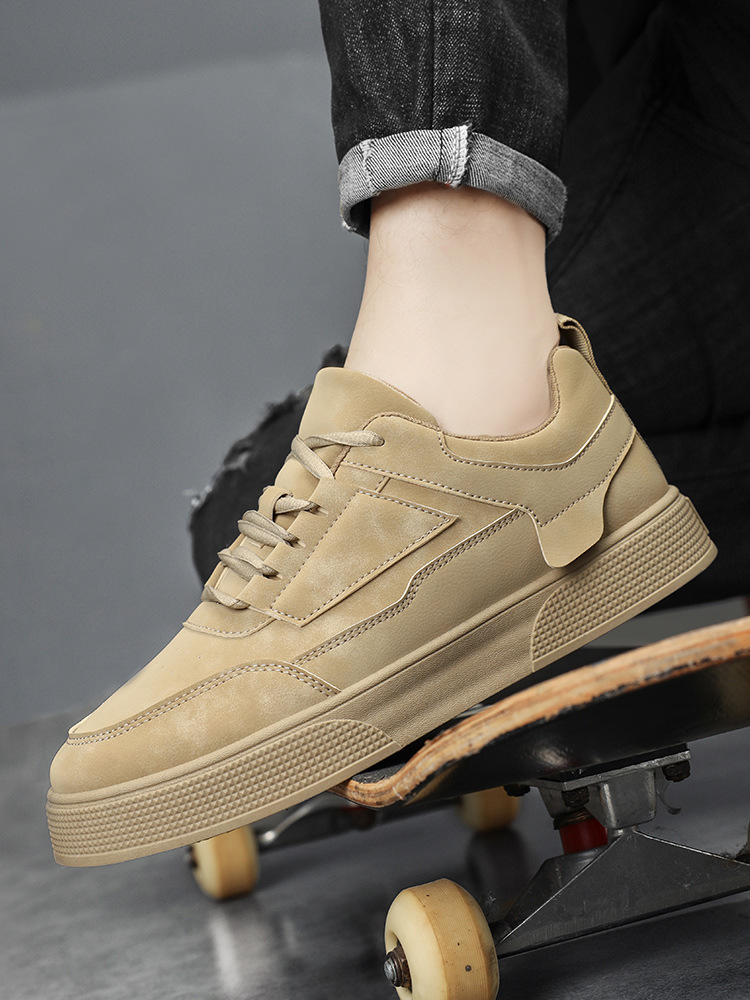Einfarbige Herren-Freizeitschuhe aus PU-Leder zum Schnüren detail 1