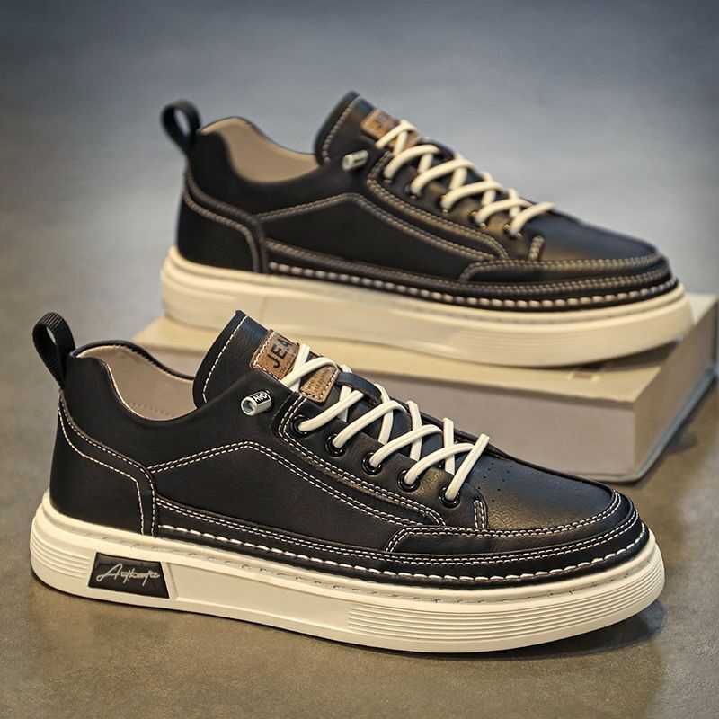 Herren Freizeitschuhe aus PU-Leder Rutschfeste Sneaker zum Schnüren 5