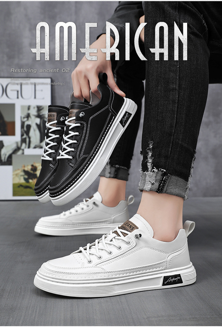 Herren Freizeitschuhe aus PU-Leder Rutschfeste Sneaker zum Schnüren detail 3