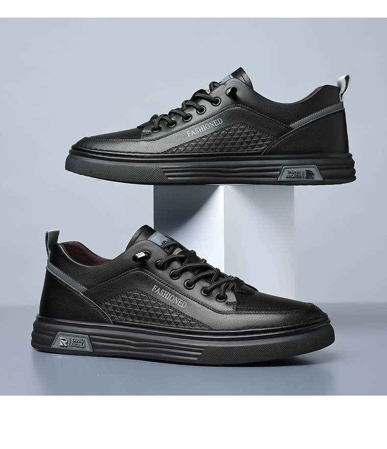 Leichte PU-Leder Freizeitschuhe für Herren mit Schnürung detail 3