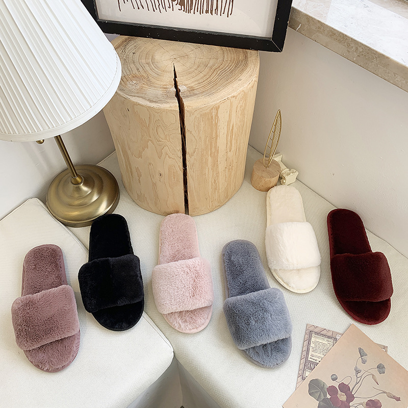 Chaussons douillets en peluche à bout ouvert pour femme 3
