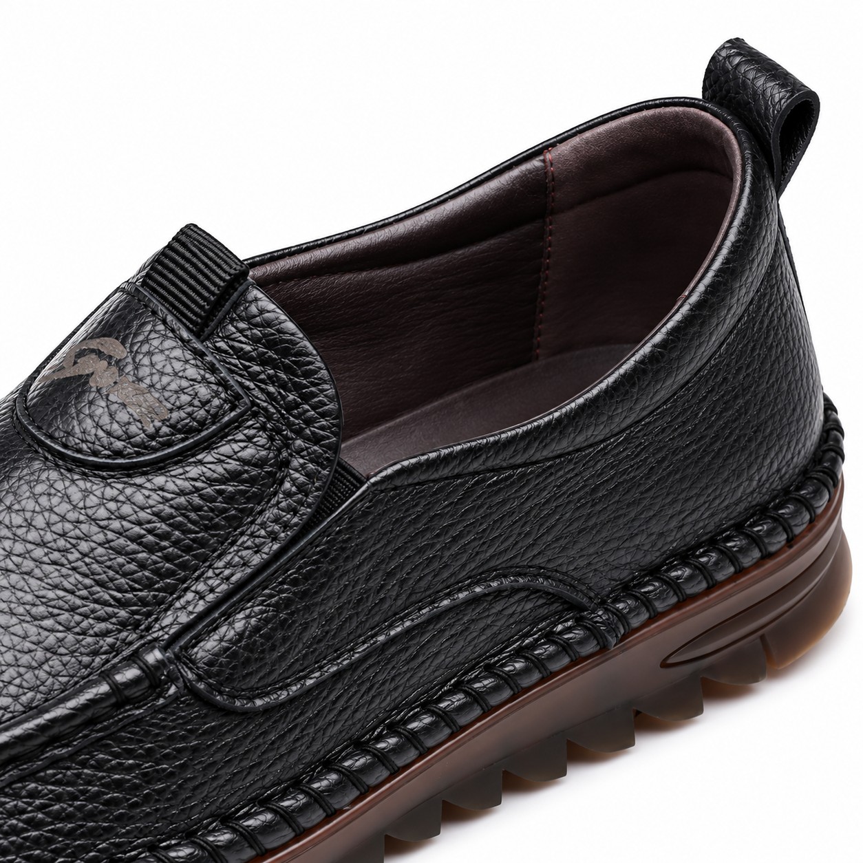 Men's Full-Grain Leather Moc-Toe Slip-On Casual Shoes 9