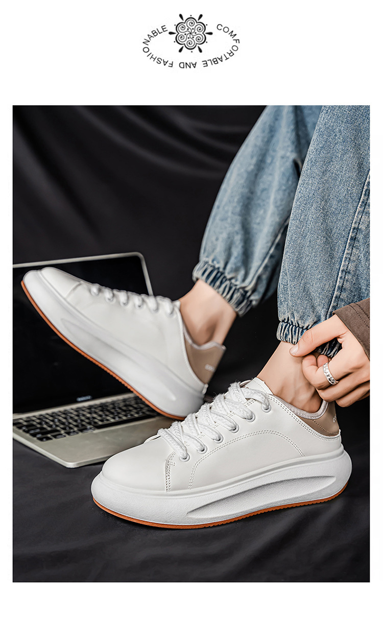 Gedämpfte Plateau-Freizeitschuhe für Herren mit Schnürung detail 4