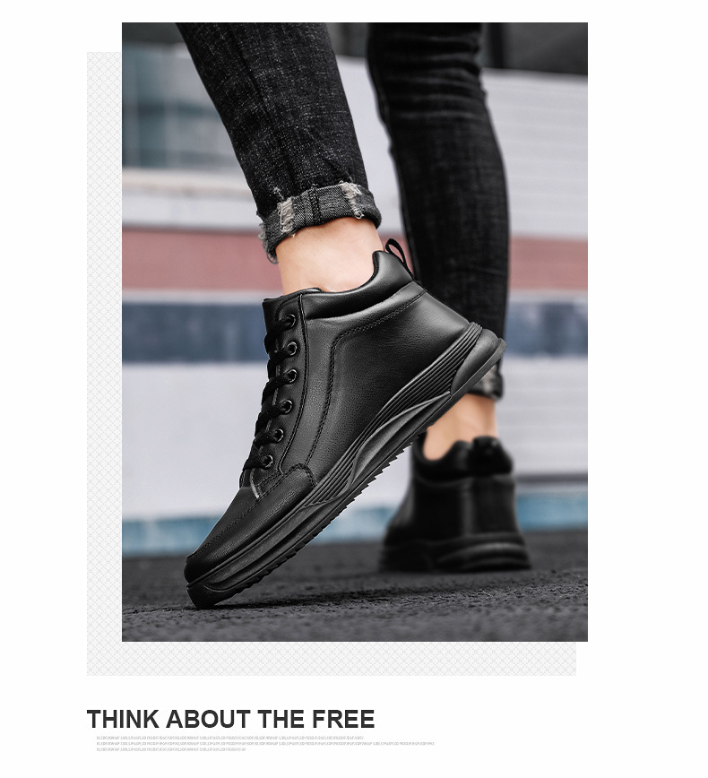 Einfarbige Schnür-Freizeitschuhe für Herren aus PU-Leder detail 4