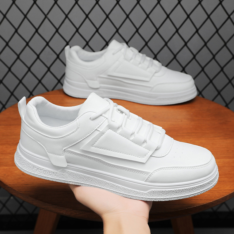 Einfarbige Schnür-Freizeitschuhe aus PU-Leder für Herren detail 1
